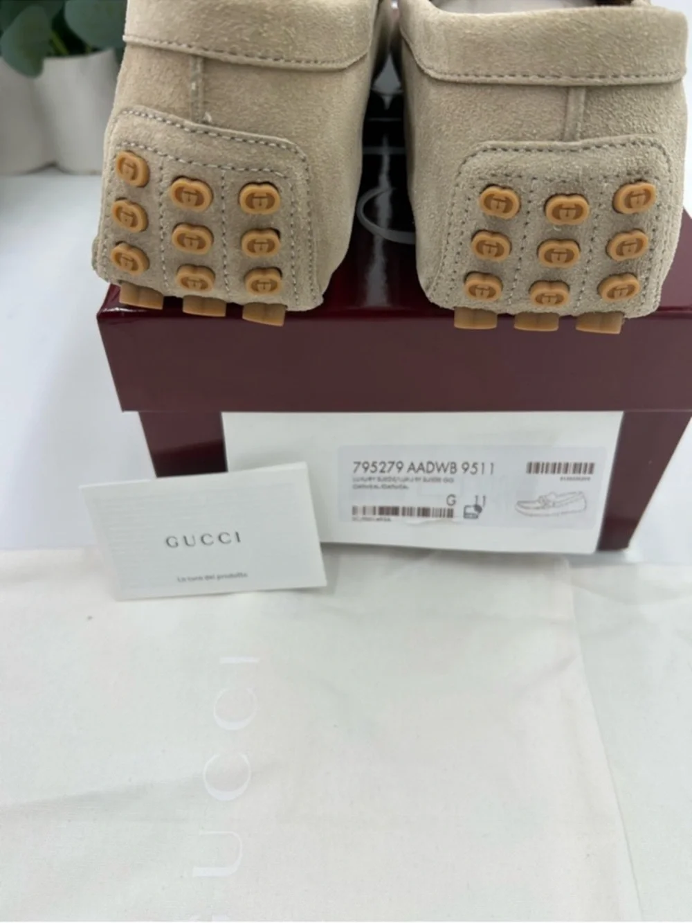 SOLD !!!! Men’s Gucci oatmeal GG Schweid driver loafer size 11 fits 12 US - Picture 8 of 11